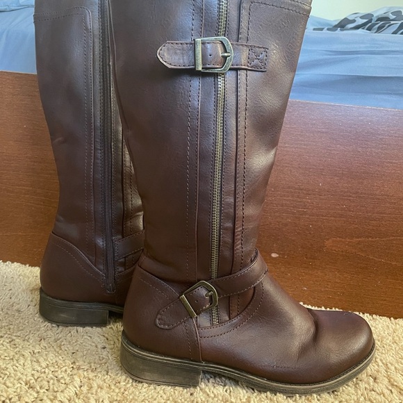 Brown Leather Rider Boots - Picture 1 of 7